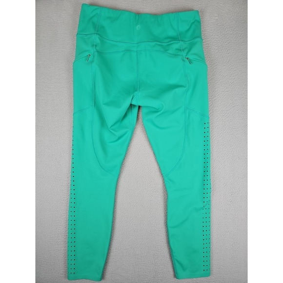 Athleta Active Contender Laser Cut 7/8 Leggings Size Medium Jade Green 445901-03 - Picture 8 of 10